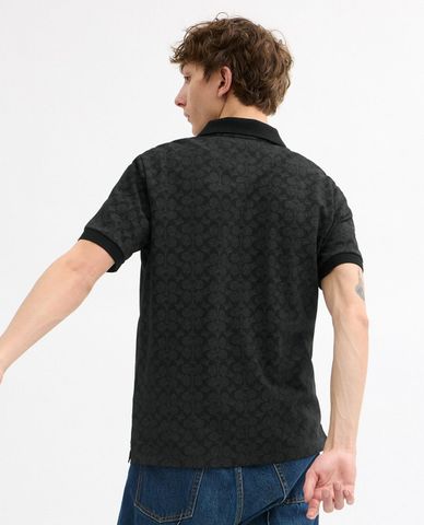  COACH - Áo polo nam cổ bẻ tay ngắn Signature 