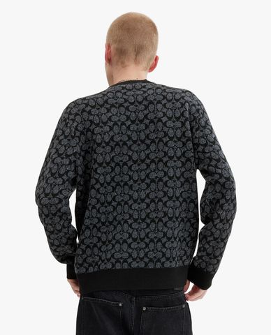  COACH - Áo sweatshirt nam cổ tròn tay dài phối hoạ tiết thời trang 