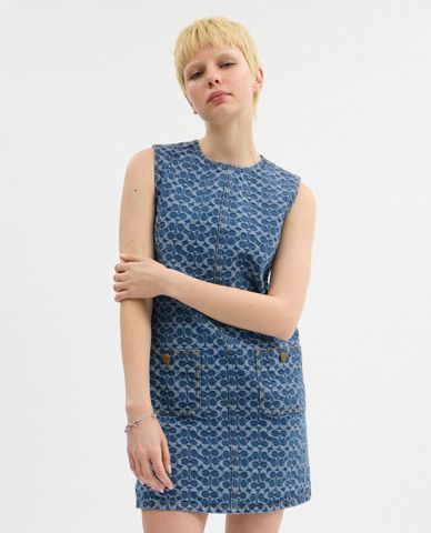  COACH - Đầm denim sát nách mini Signature 