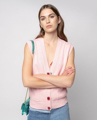  PINKO -  Áo ghile nữ phối nút Barolo Gilet 
