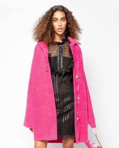  PINKO - Áo khoác lông cổ bẻ tay dài Faux Fur Cocoon 