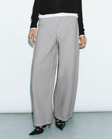  URBAN REVIVO - Quần jeans nữ ống rộng thanh lịch 