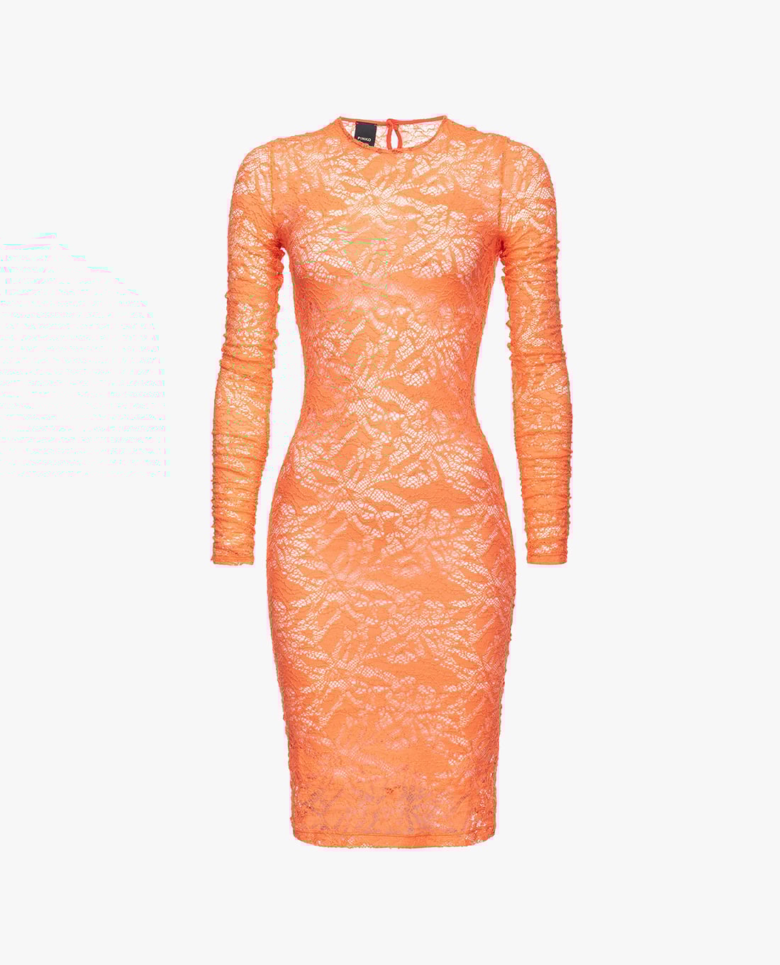 PINKO - Đầm midi cổ tròn tay dài phối ren hoa Amazzone