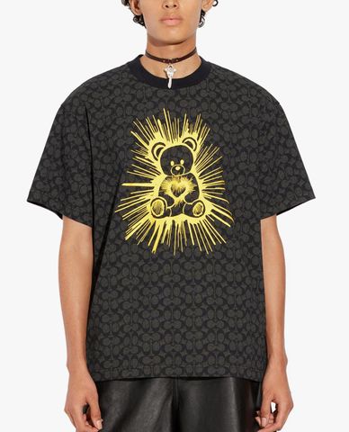  COACH - Áo thun nam tay ngắn cổ tròn phom suông hiện đại 