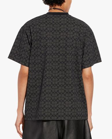  COACH - Áo thun nam tay ngắn cổ tròn phom suông hiện đại 