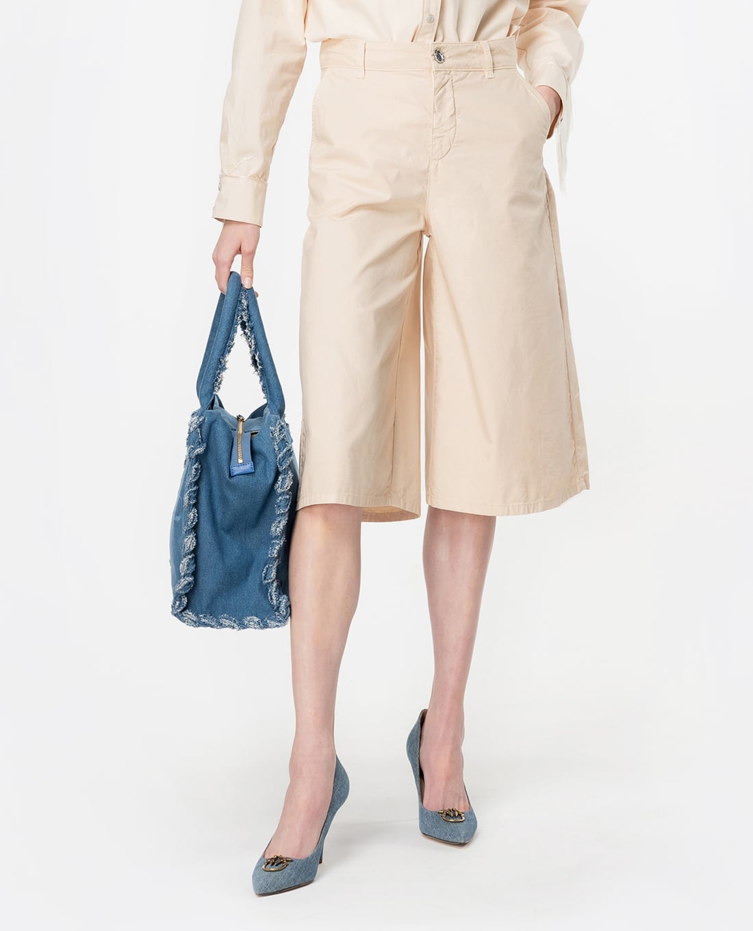 PINKO - Quần lửng ống rộng phối túi Oliver