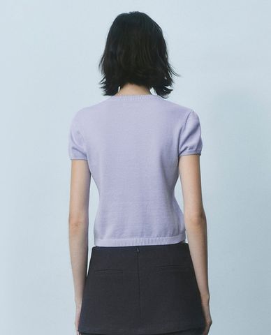  URBAN REVIVO - Áo khoác dệt kim nữ tay ngắn phom croptop 