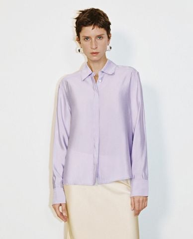  URBAN REVIVO - Áo sơ mi nữ cổ bẻ tay dài hiện đại 