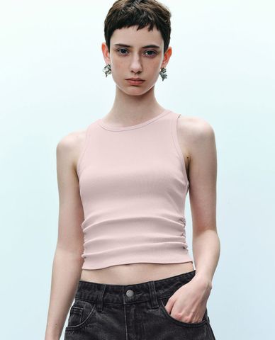  URBAN REVIVO - Áo sát nách dệt kim nữ phom croptop 