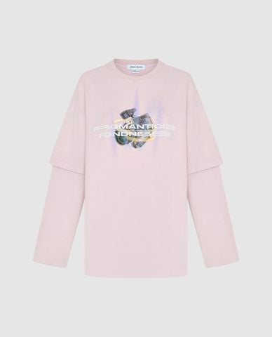  URBAN REVIVO - Áo thun nữ cổ tròn tay dài hiện đại Printed Loose 