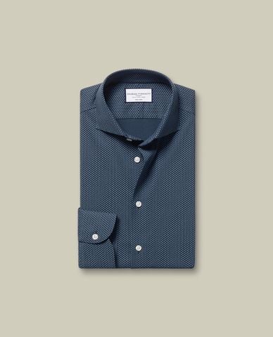  CHARLES TYRWHITT - Áo sơ mi nam cổ bẻ tay dài Twill Geo Print 