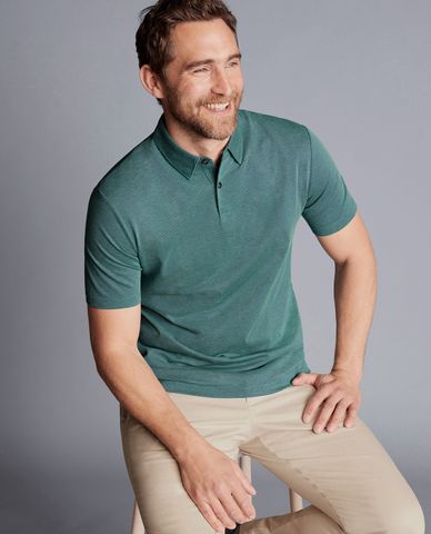  CHARLES TYRWHITT - Áo polo nam tay ngắn Jacquard 