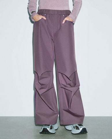  URBAN REVIVO - Quần nữ ống rộng phối xếp nhún cá tính 