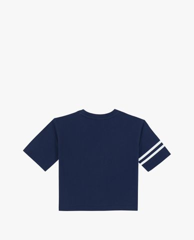  SKECHERS - Áo thun bé gái cổ tròn tay ngắn phối kẻ sọc 