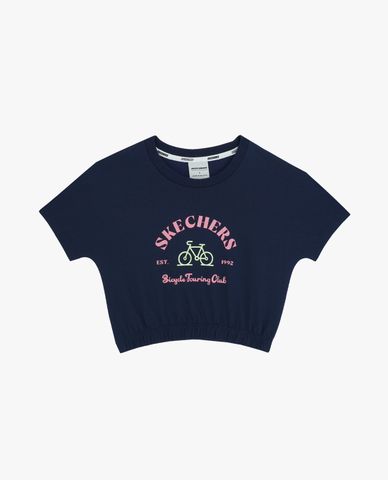  SKECHERS - Áo croptop bé gái cổ tròn tay ngắn Bicycle Touring 
