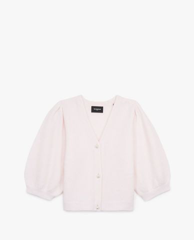  THE KOOPLES - Áo cardigan nữ tay phồng Short Sleeved Knit Pink 
