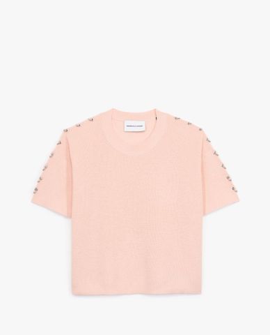  THE KOOPLES - Áo len nữ cổ tròn tay ngắn Knit 