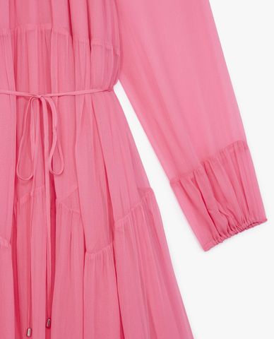  THE KOOPLES - Đầm midi tay dài xếp li hiện đại 