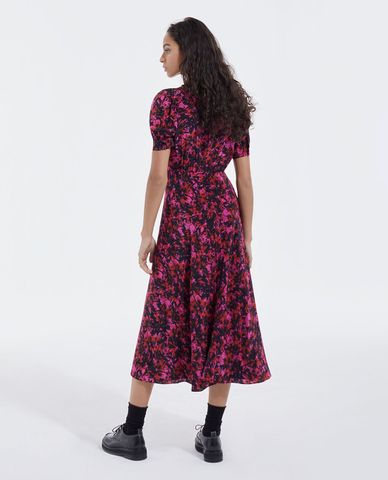  THE KOOPLES - Đầm midi cổ V phối hàng nút tròn Firework Print 