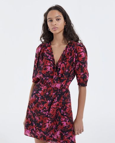  THE KOOPLES - Đầm mini dáng quấn cổ V Firework Print 