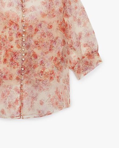  THE KOOPLES - Áo kiểu nữ phối nút tròn Fitted Floral Printed 