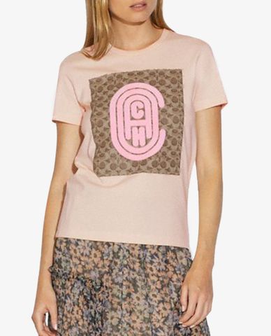  COACH - Áo thun nữ ngắn tay Fitted Retro Signature 