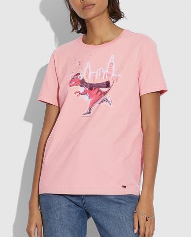  COACH - Áo thun nữ cổ tròn ngắn tay Rexy City 