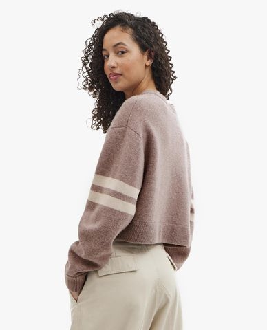  COACH - Áo sweater nữ cổ tròn tay dài phom croptop thời trang 