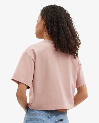  COACH - Áo croptop nữ cổ tròn tay ngắn phối logo Cursive Signature 