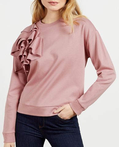  TED BAKER - Áo sweatshirt nữ tay dài phối bèo Ozai 