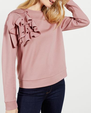  TED BAKER - Áo sweatshirt nữ tay dài phối bèo Ozai 