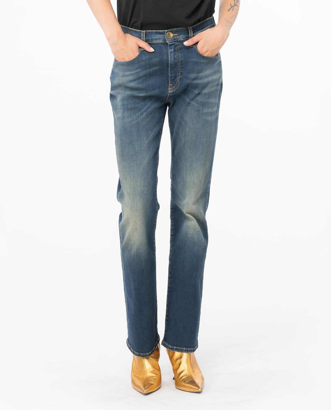 PINKO - Quần jeans nữ ống đứng thời trang