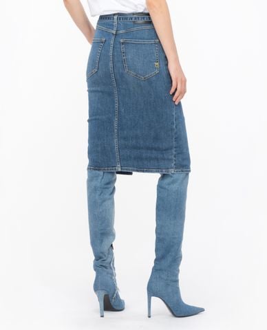  PINKO - Chân váy denim midi phom ôm xẻ tà Ringhio 