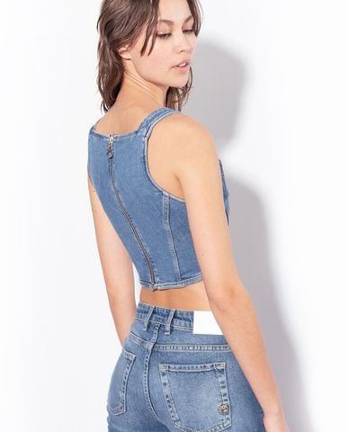  PINKO - Áo croptop nữ sát nách cổ vuông Giavellotto Bustier 