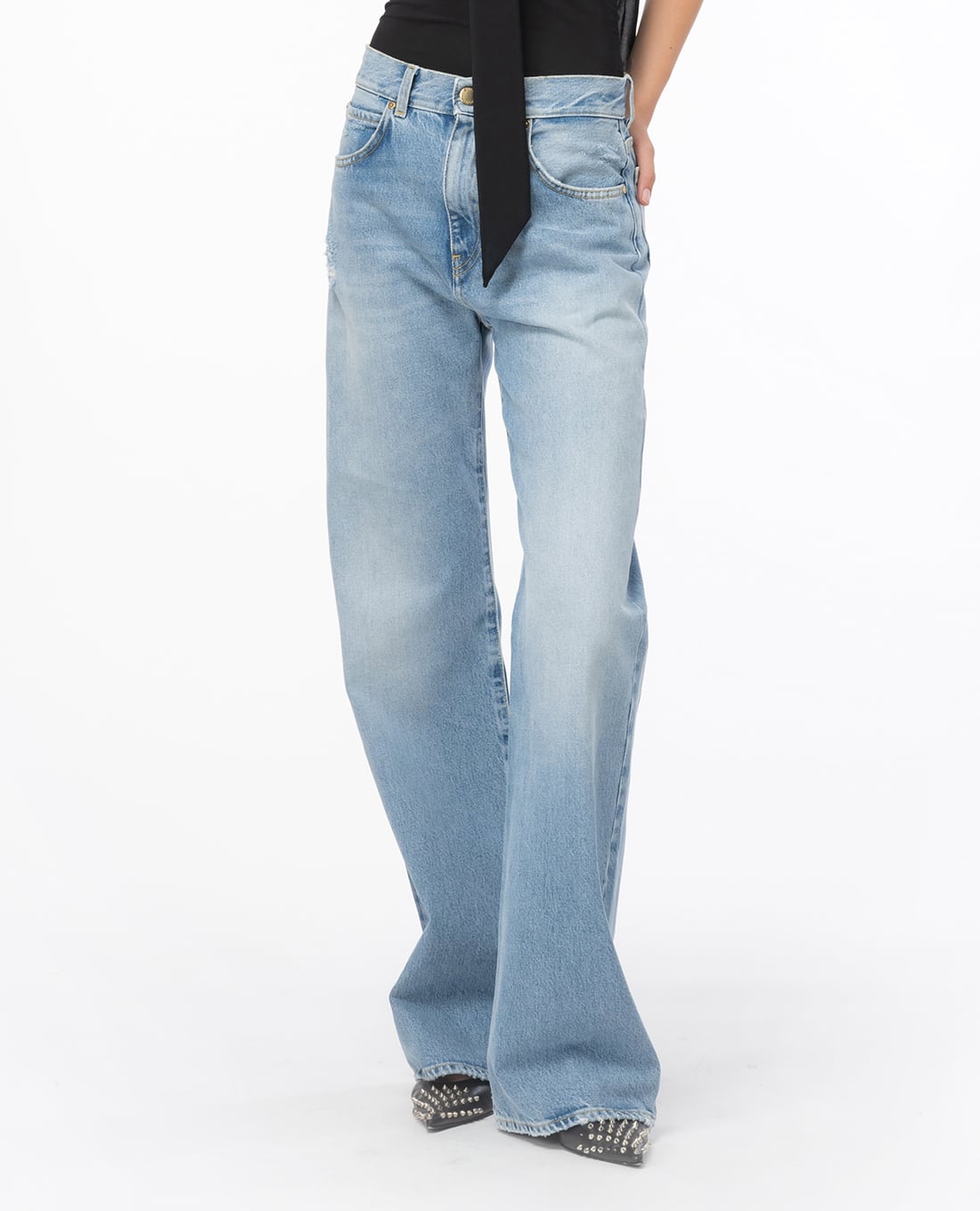 PINKO - Quần jeans nữ ống rộng Wanda