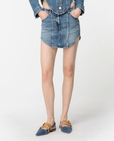  PINKO - Chân váy denim mini vạt bầu Miseno 