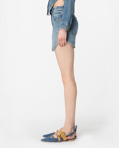  PINKO - Chân váy denim mini vạt bầu Miseno 