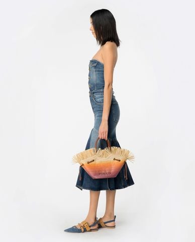  PINKO - Đầm denim dạng ống phối nút dáng xếp li Coghinas 