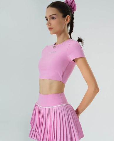  OLABEN - Áo croptop nữ cổ tròn tay ngắn All Day 