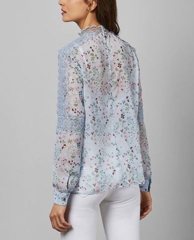  TED BAKER - Áo kiểu nữ cổ cao Blue Hazel Javiera 