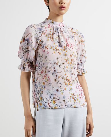  TED BAKER - Áo kiểu nữ ngắn tay cổ trụ Clovve 