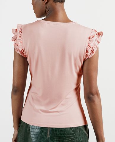  TED BAKER - Áo thun nữ tay ngắn phối bèo Liniea 