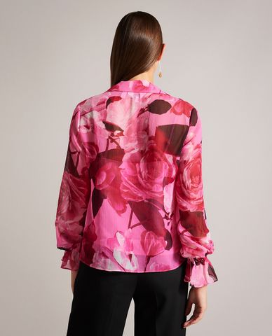  TED BAKER - Áo kiểu nữ cổ V tay dài cách điệu Luuciie 