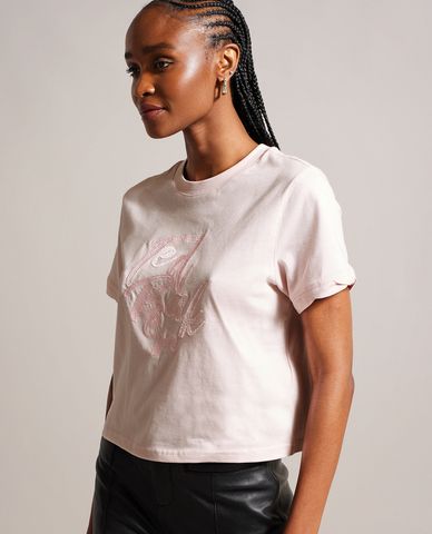  TED BAKER - Áo croptop nữ tay ngắn thêu logo hiện đại Marelll 