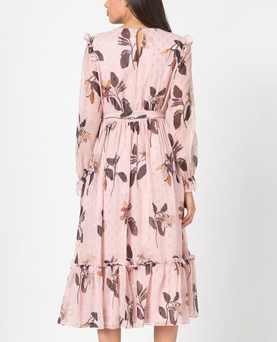  TED BAKER - Đầm midi tay dài họa tiết hoa Elektra 