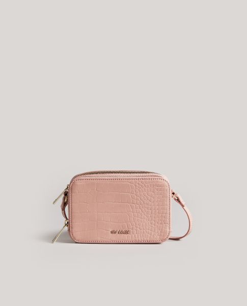 Ted Baker Stina Double Zip Croc Effect Mini Camera Bag Black