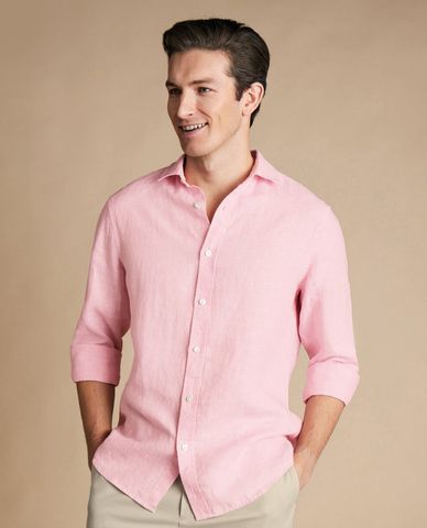  CHARLES TYRWHITT - Áo sơ mi nam cổ bẻ tay dài Pure Linen 