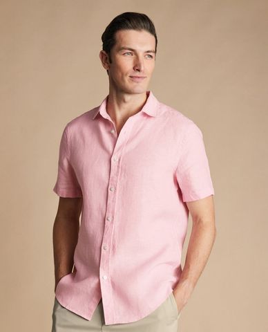  CHARLES TYRWHITT - Áo sơ mi nam cổ bẻ tay ngắn Pure Linen 