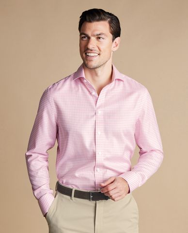  CHARLES TYRWHITT - Áo sơ mi nam cổ bẻ tay dài Twill Gingham 