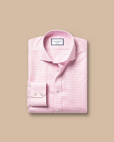  CHARLES TYRWHITT - Áo sơ mi nam cổ bẻ tay dài Twill Gingham 